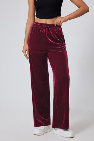 Velour Pants - Burgundy