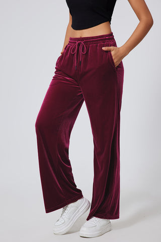 Velour Pants - Burgundy