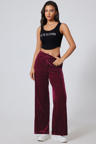 Velour Pants - Burgundy