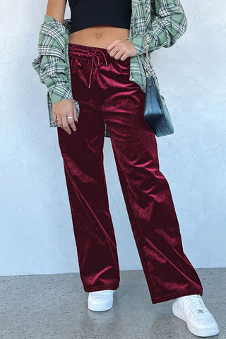 Velour Pants - Burgundy