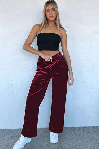 Velour Pants - Burgundy