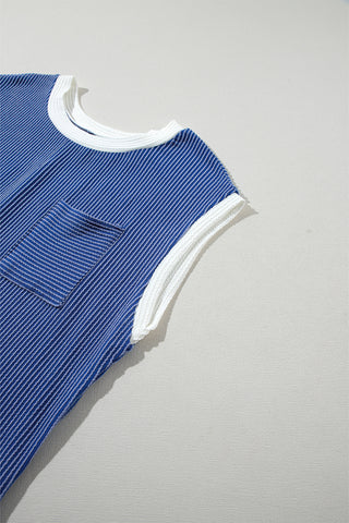 Textured Shift Dress -  Blue and White