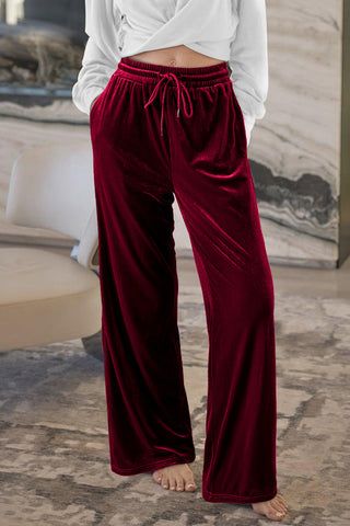 Velour Pants - Burgundy