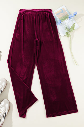 Velour Pants - Burgundy