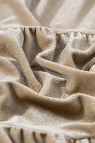 Velour Babydoll Button Up Top - Champagne