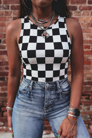 Checkerboard Tank Top - Black