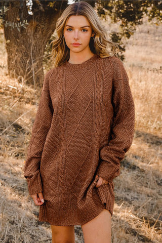 Fall Sweater Dress - Rust
