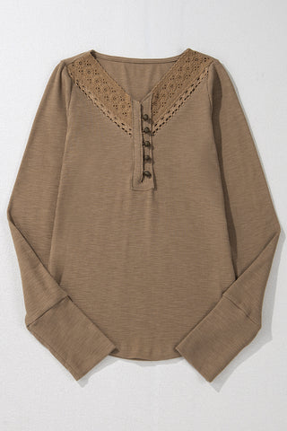 Daisy Detail Thermal Top - Chesnut