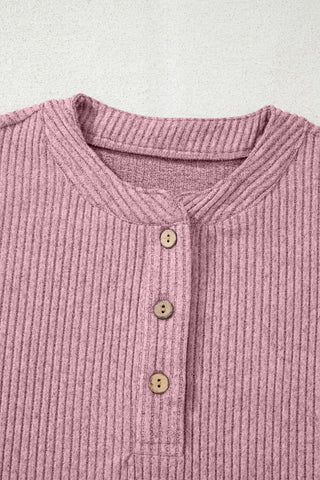 Henley Top with Pockets - Pink