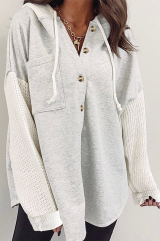 Sweater Knit Button Up Jacket - Gray