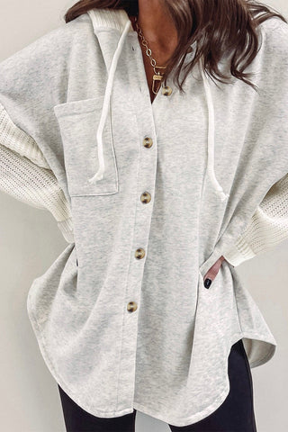 Sweater Knit Button Up Jacket - Gray