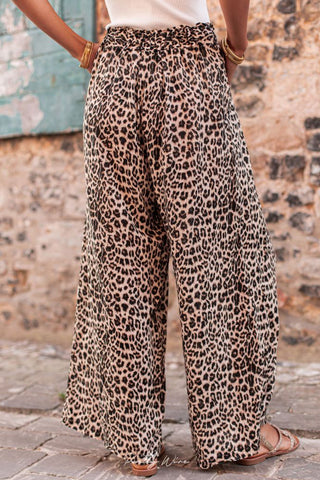 Wide Leg Palazzo Pants - Leopard