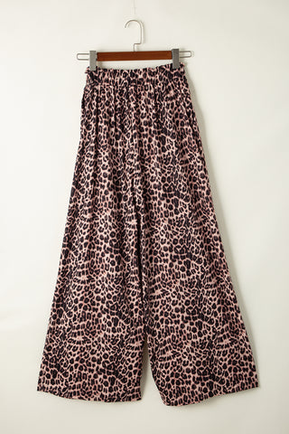 Wide Leg Palazzo Pants - Leopard