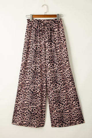 Wide Leg Palazzo Pants - Leopard