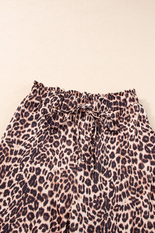Wide Leg Palazzo Pants - Leopard