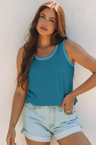 Metallic Trim Tank - Blue