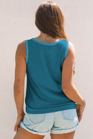 Metallic Trim Tank - Blue