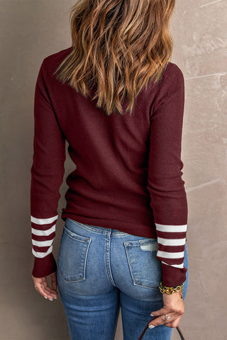 Crew Neck Sweater Top - Burgundy