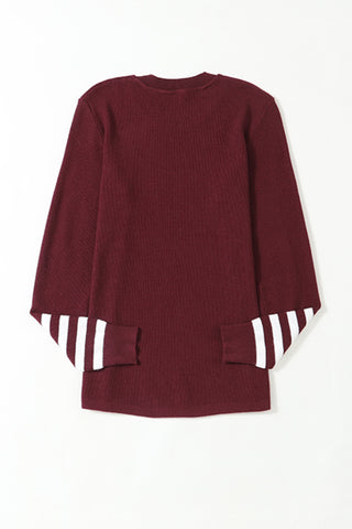 Crew Neck Sweater Top - Burgundy