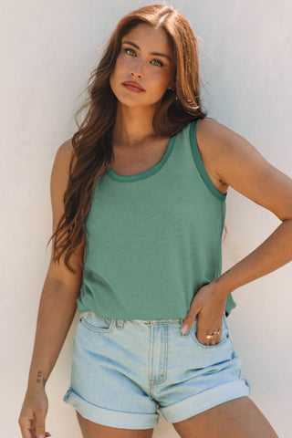 Metallic Trim Tank - Green
