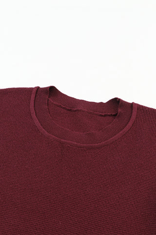 Crew Neck Sweater Top - Burgundy