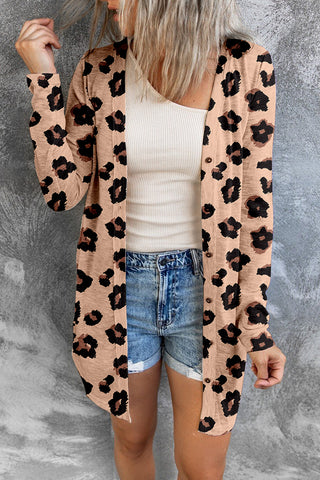 Lightweight Button Up Cardigan - Leopard