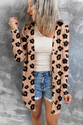 Lightweight Button Up Cardigan - Leopard