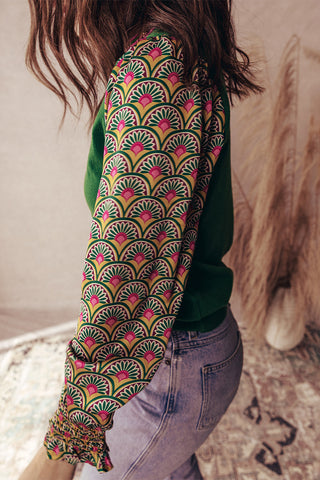 Peacock Petals Sweater - Green - Ships Wednesday