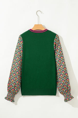 Peacock Petals Sweater - Green - Ships Wednesday