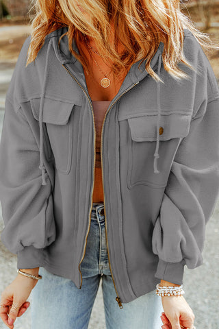 Fleece Zip Up Fall Jacket - Gray