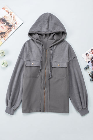 Fleece Zip Up Fall Jacket - Gray