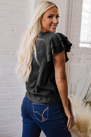 Flirty Ruffle Top - Black