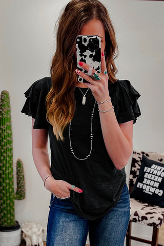 Flirty Ruffle Top - Black