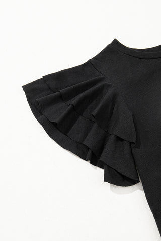 Flirty Ruffle Top - Black