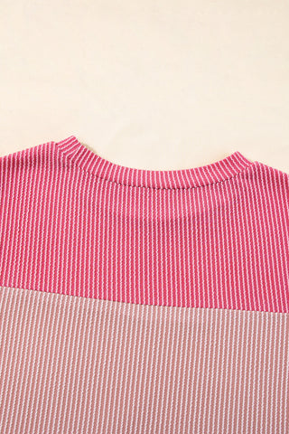Textured Short Sleeve Top - Pink