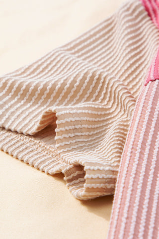 Textured Short Sleeve Top - Pink
