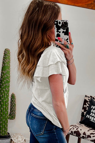 Flirty Ruffle Top - White