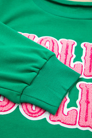Holly Jolly Sweatshirt - Green and Pink - Ships Wednesday