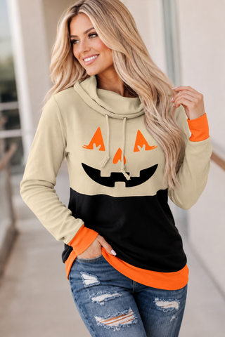 Jack-o'-Lantern Cowl Neck Top