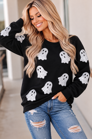 Glitter Ghost Sweatshirt - Black