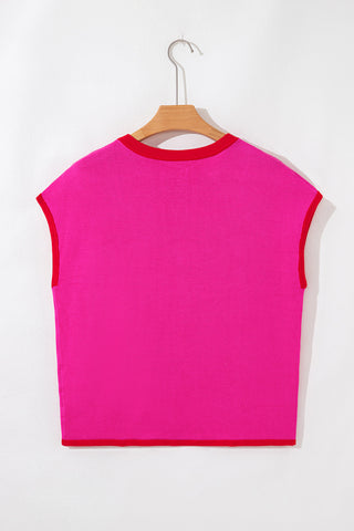 Contrast Summer Sweater - Hot Pink