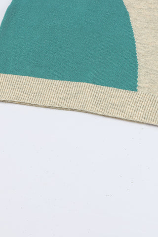 Color Block Sweater - Turquoise and Brown