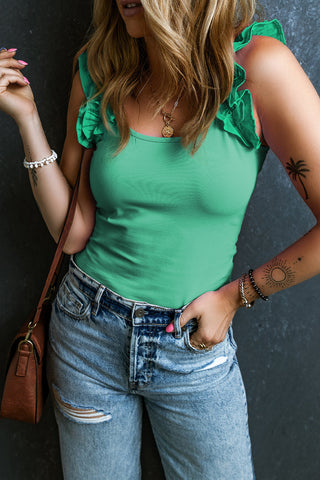 Ruffle Strap Top -  Green