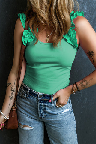 Ruffle Strap Top -  Green