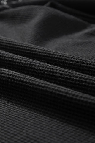 Lace Shoulder Thermal Top - Black