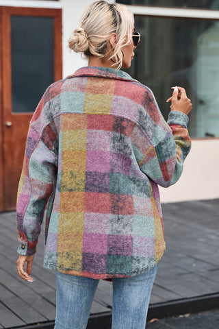 Colorful Plaid Shacket  - Blue