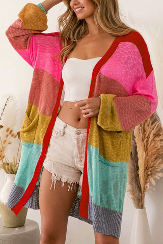 Long Colorful Sweater Cardigan
