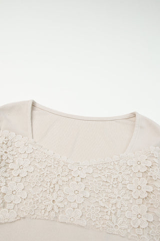 Floral Crochet Thermal Top - Beige