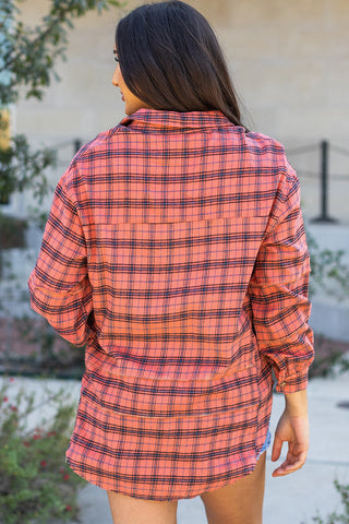 Long Flannel Button Up Shirt