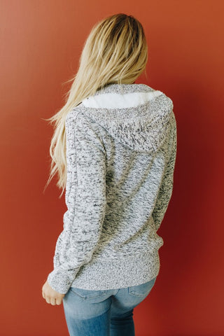 Faux Fur Lined Zip Up Sweater - Green